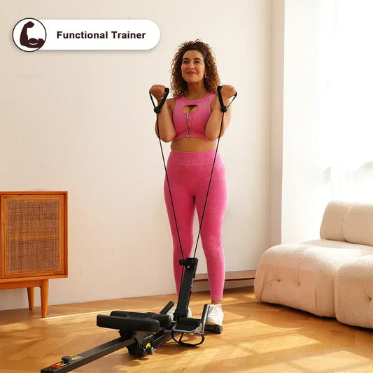 Apex 3-in-1 Magnetic Resistance Rower: Heavy-Duty Full-Body Workout Station with LED Console