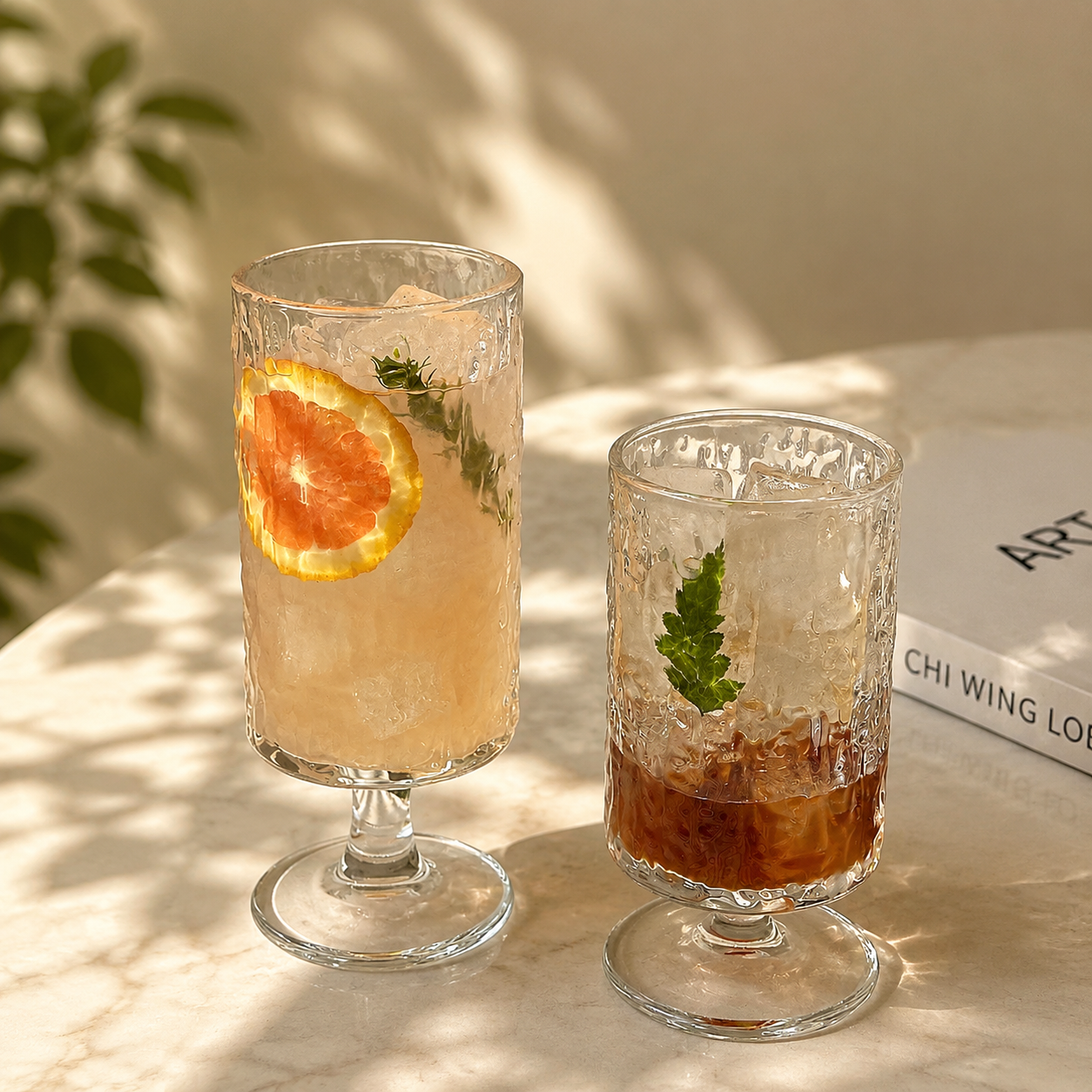 Vintage Embossed Glass Goblet Cup
