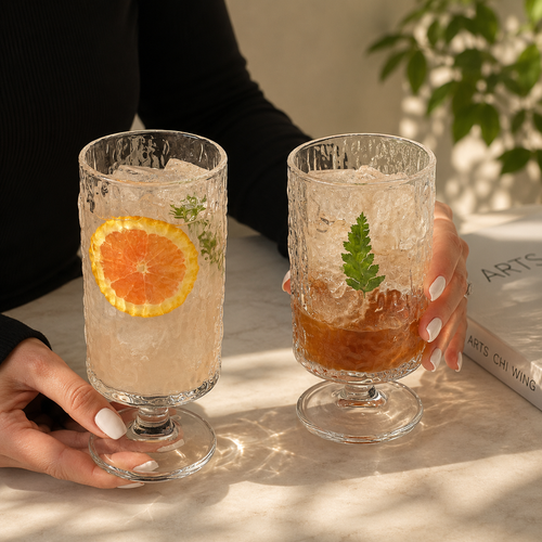 Vintage Embossed Glass Goblet Cup