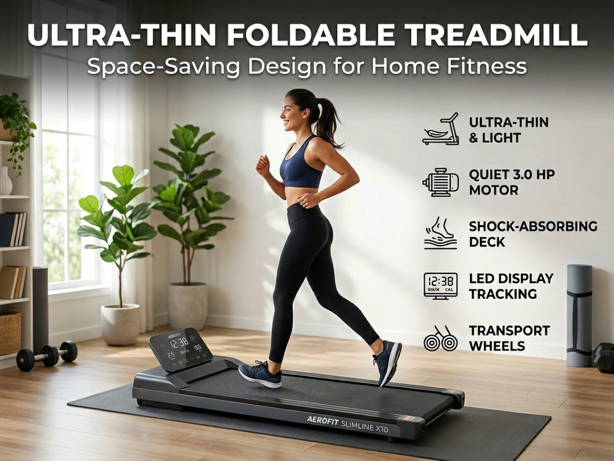 Stealth Series Pro Running Machine: Space-Saving Home Fitness Treadmill with App & Remote