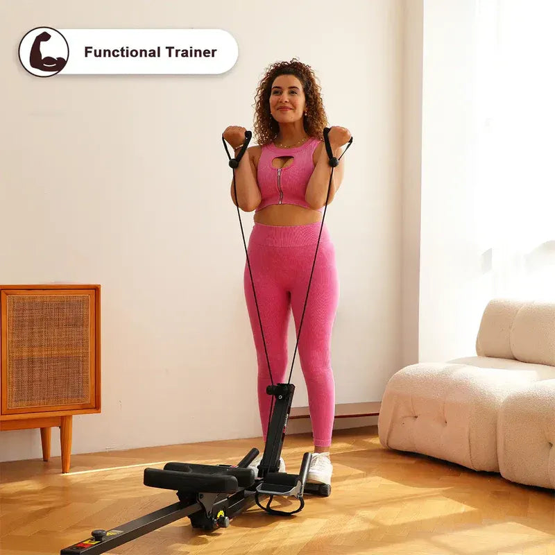 Apex 3-in-1 Magnetic Resistance Rower: Heavy-Duty Full-Body Workout Station with LED Console