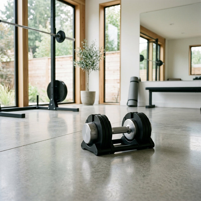 Pro-Series 1-Second Adjustable Cast Iron Dumbbell: 5-52.5lbs with 20 Precision Settings